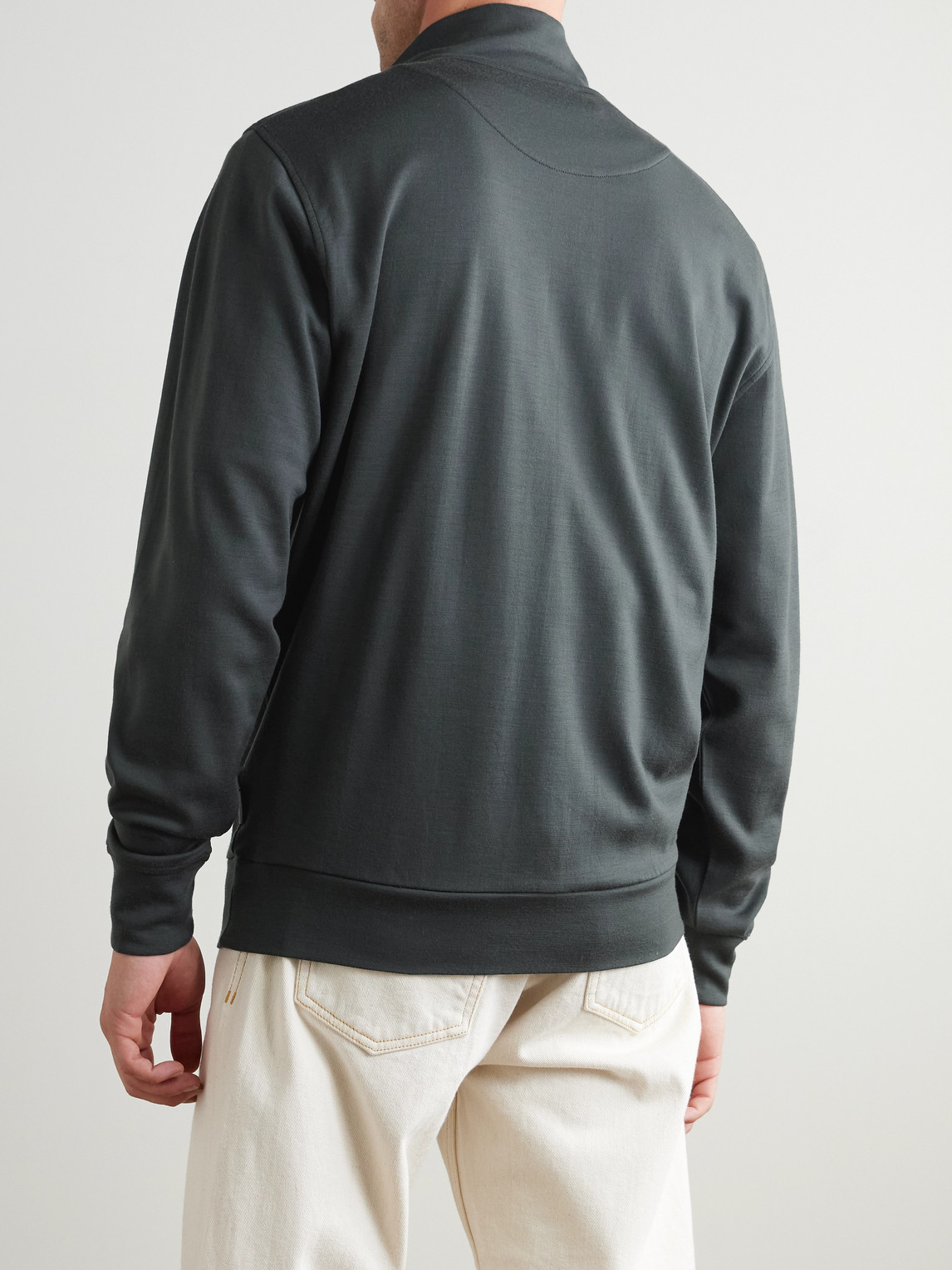 Orlebar Brown Isar Merino Wool-jersey Half-zip Sweatshirt In Green