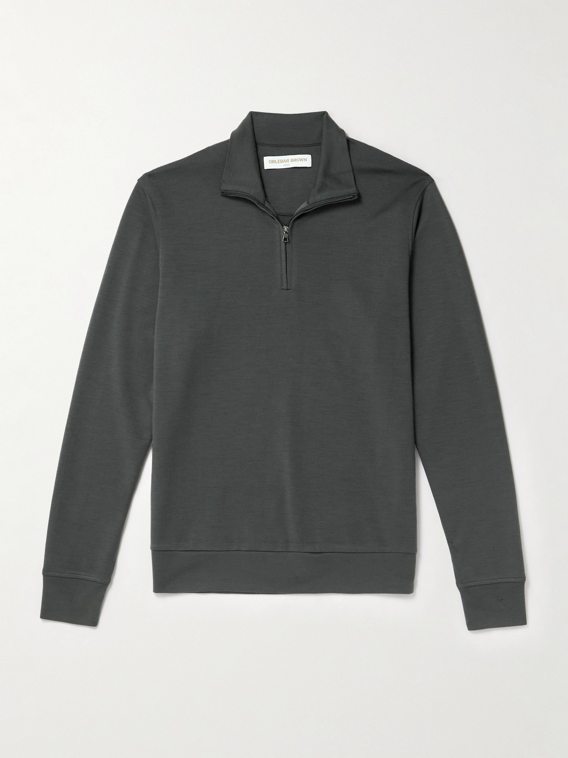 Orlebar Brown Isar Merino Wool-jersey Half-zip Sweatshirt In Green