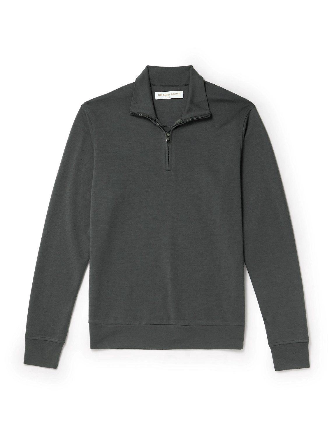 Orlebar Brown Isar Merino Wool-jersey Half-zip Sweatshirt In Green