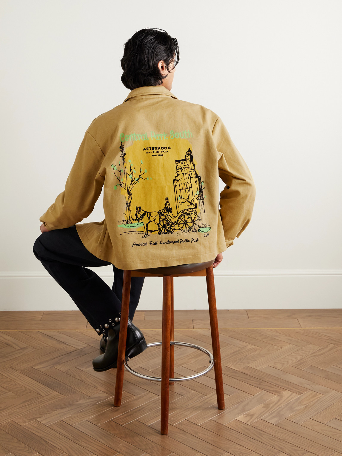 Bode Central Park Printed Cotton-twill Jacket In Brown