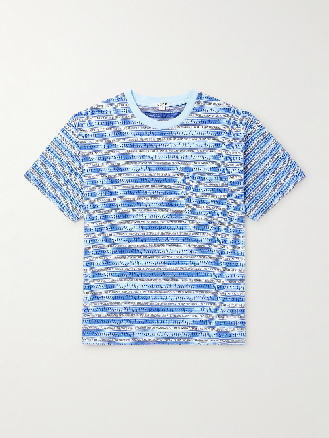 Bode Lyric Striped Cotton-jacquard T-shirt In Blue