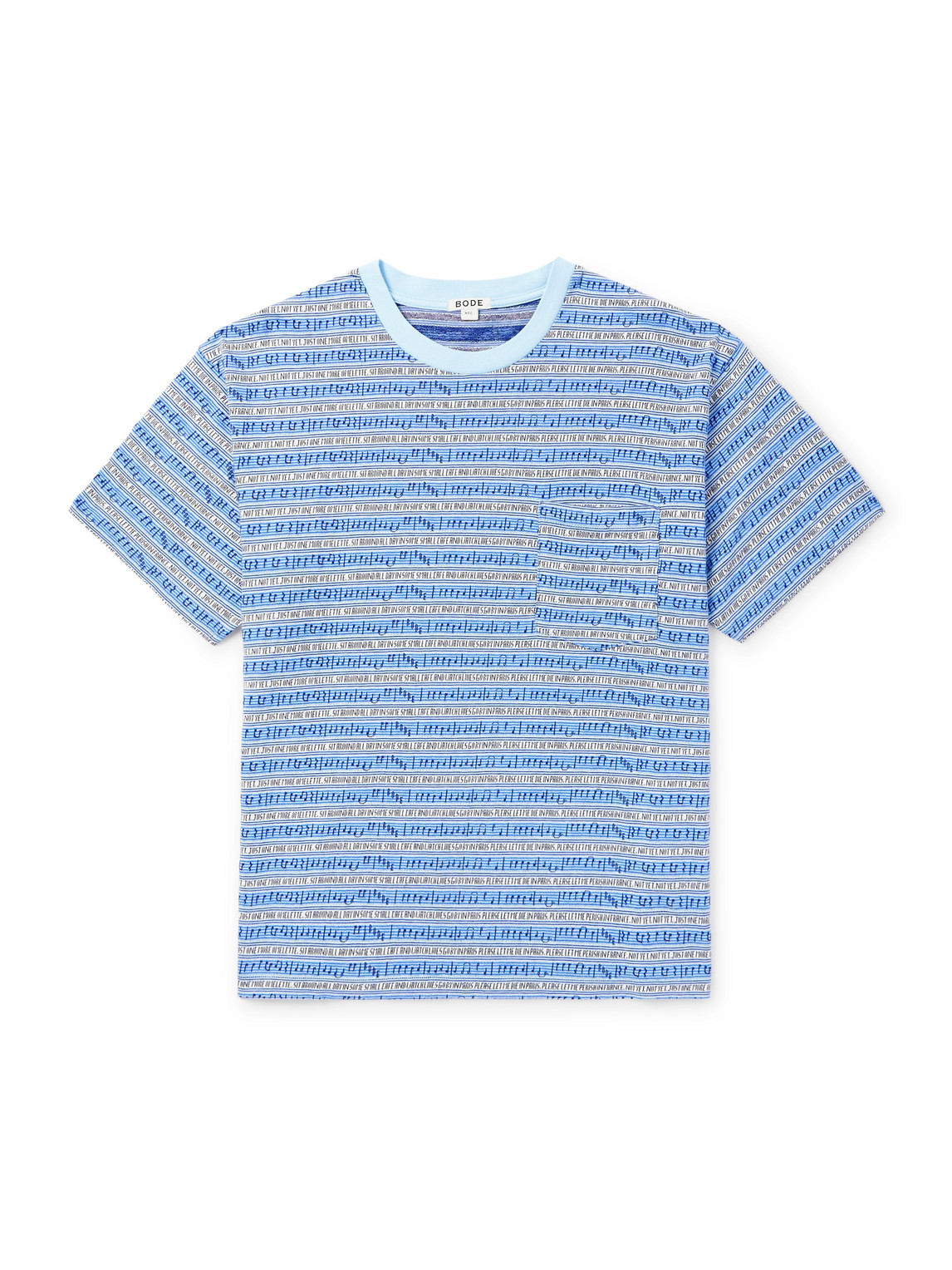 Bode Lyric Striped Cotton-jacquard T-shirt In Blue