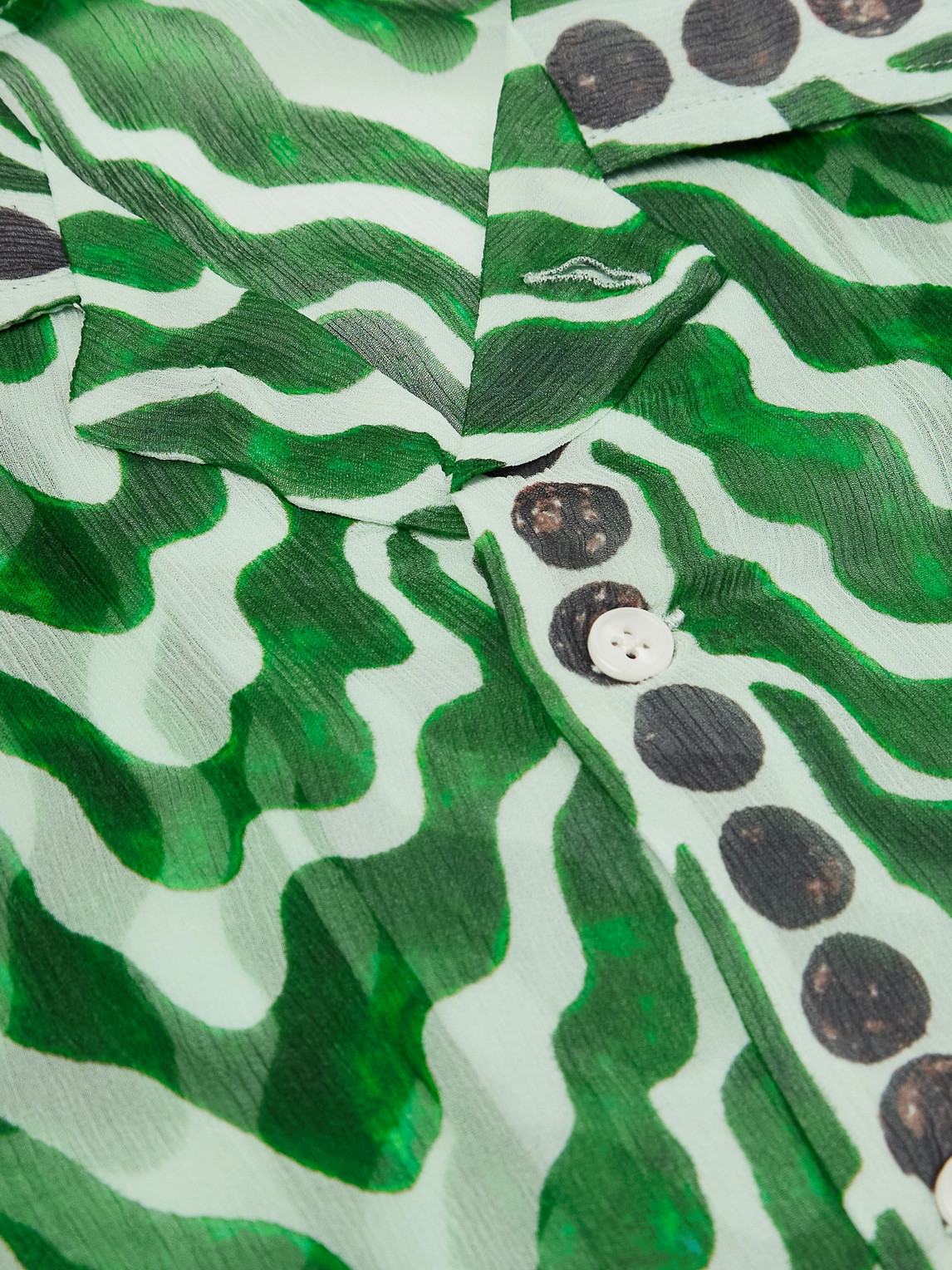 Bode Serpentine Printed Silk Shirt In Green