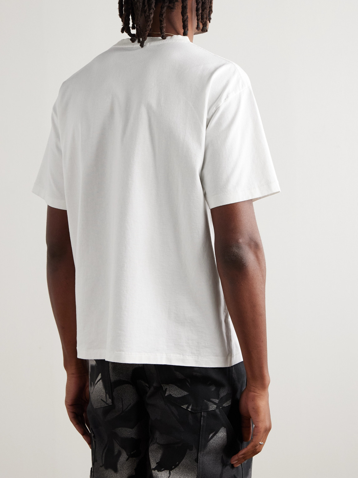 Bode Beaded Leaf Embellished Printed Cotton-jersey T-shirt In White
