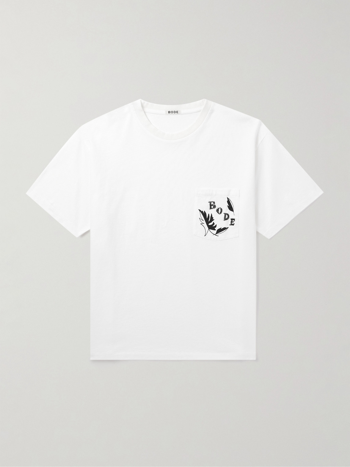 BODE Beaded Leaf Embellished Printed Cotton-Jersey T-Shirt - Men