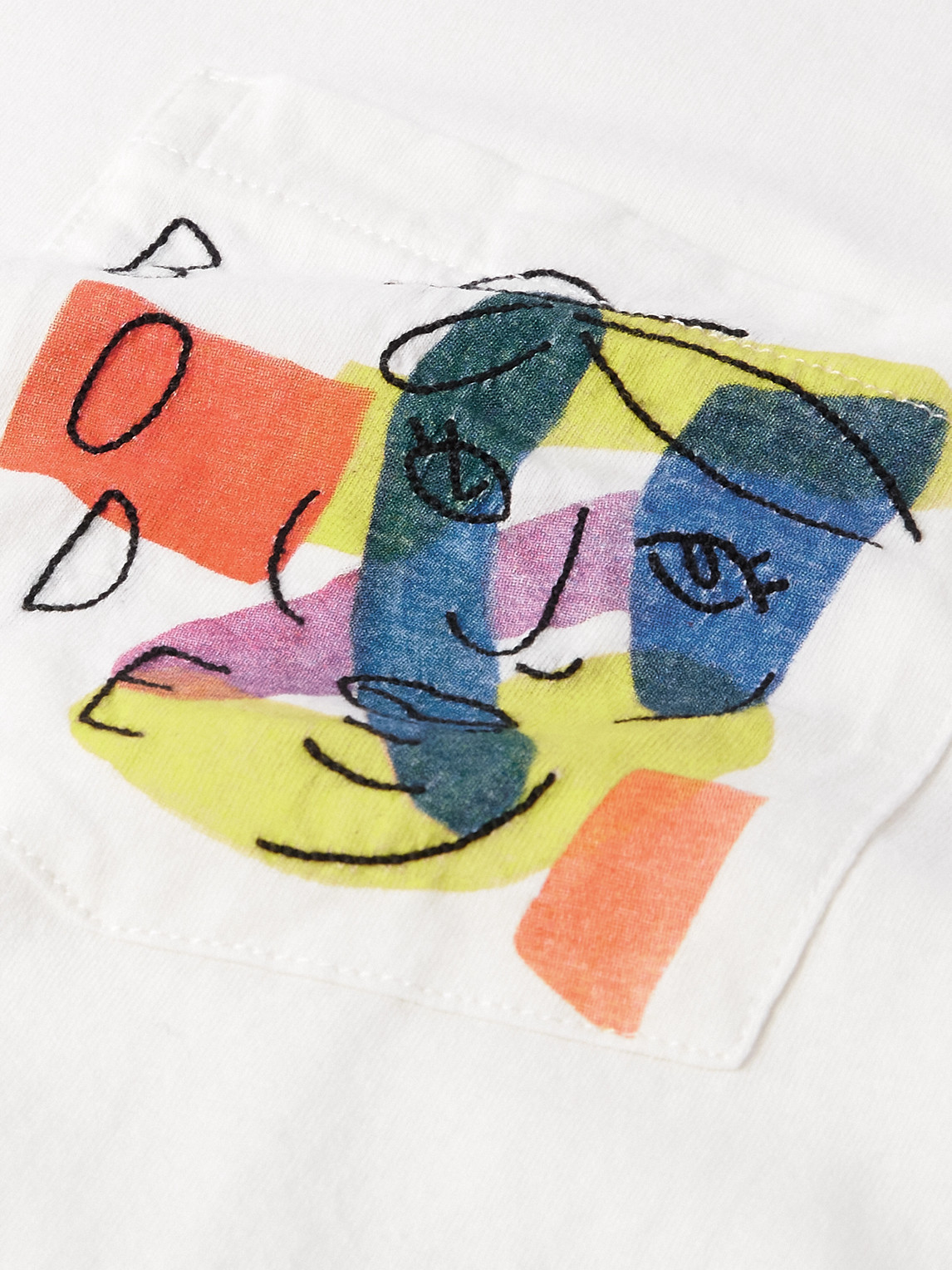 Bode Portrait Logo-embroidered Printed Cotton-jersey T-shirt In White
