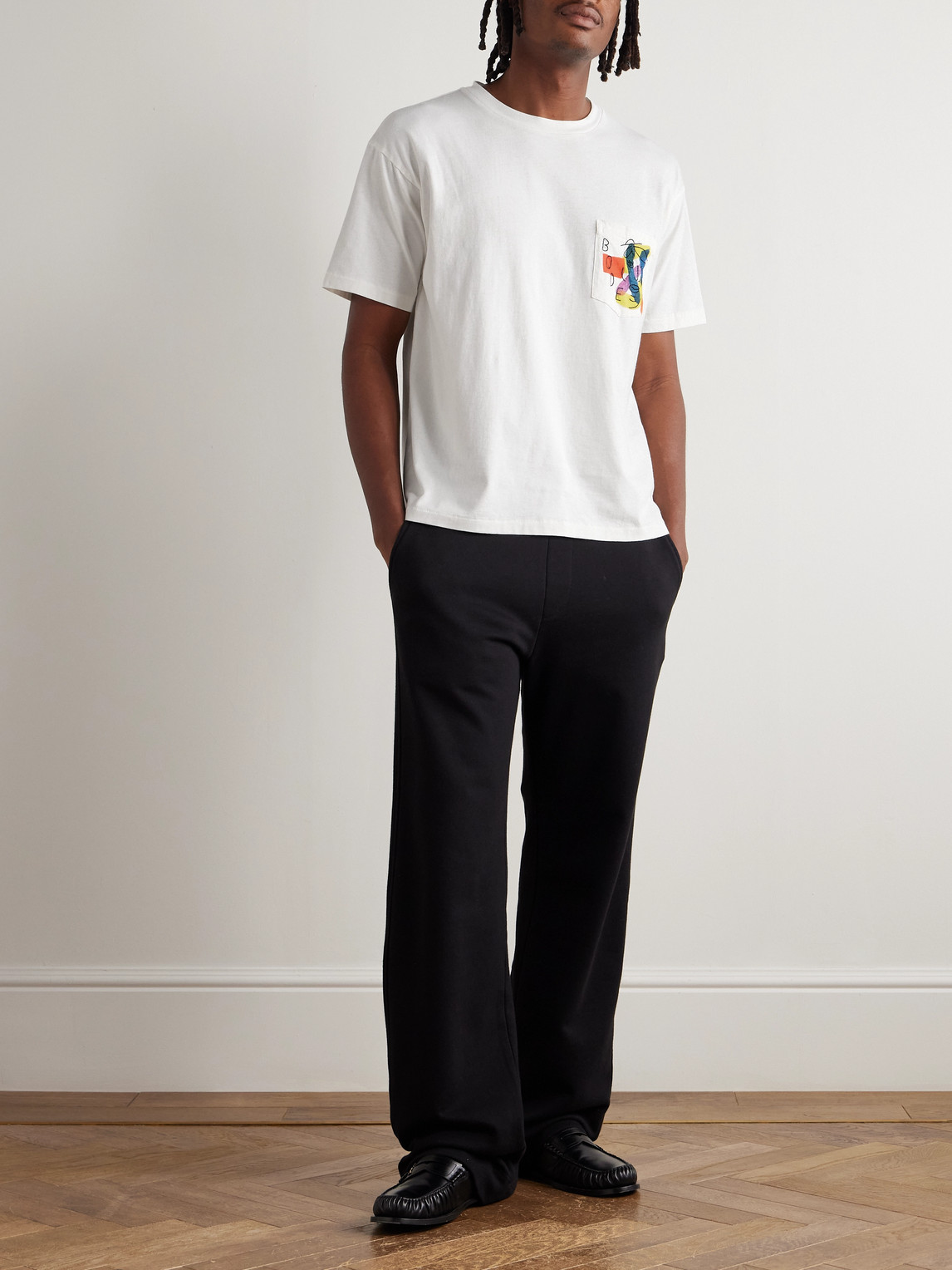 Bode Portrait Logo-embroidered Printed Cotton-jersey T-shirt In White