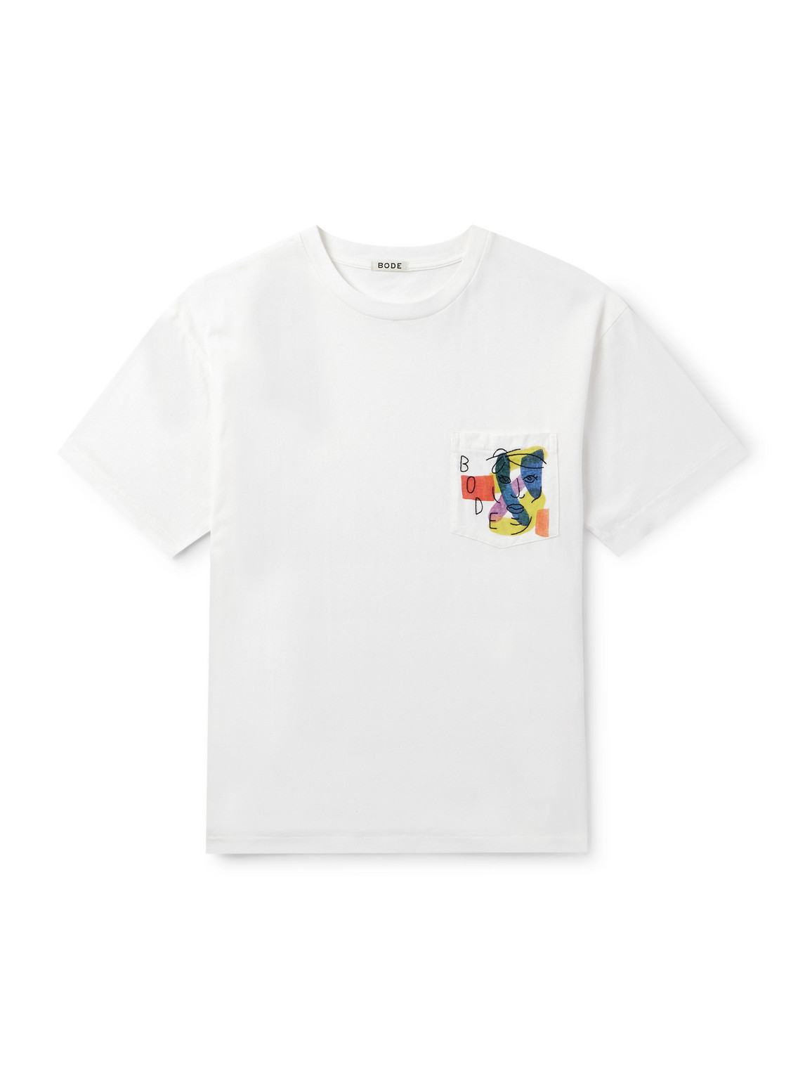 Bode Portrait Logo-embroidered Printed Cotton-jersey T-shirt In White