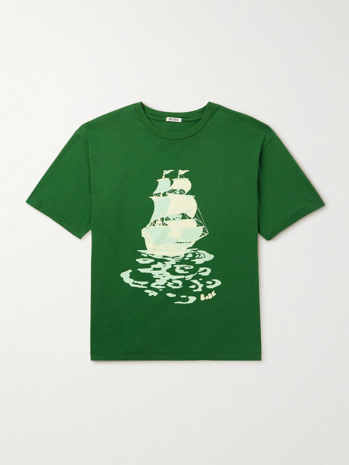 Bode Pirate Ship Logo-print Cotton-jersey T-shirt In Green