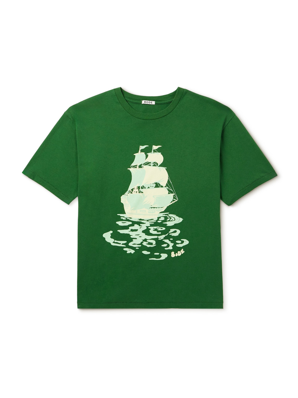 Bode Pirate Ship Logo-print Cotton-jersey T-shirt In Green