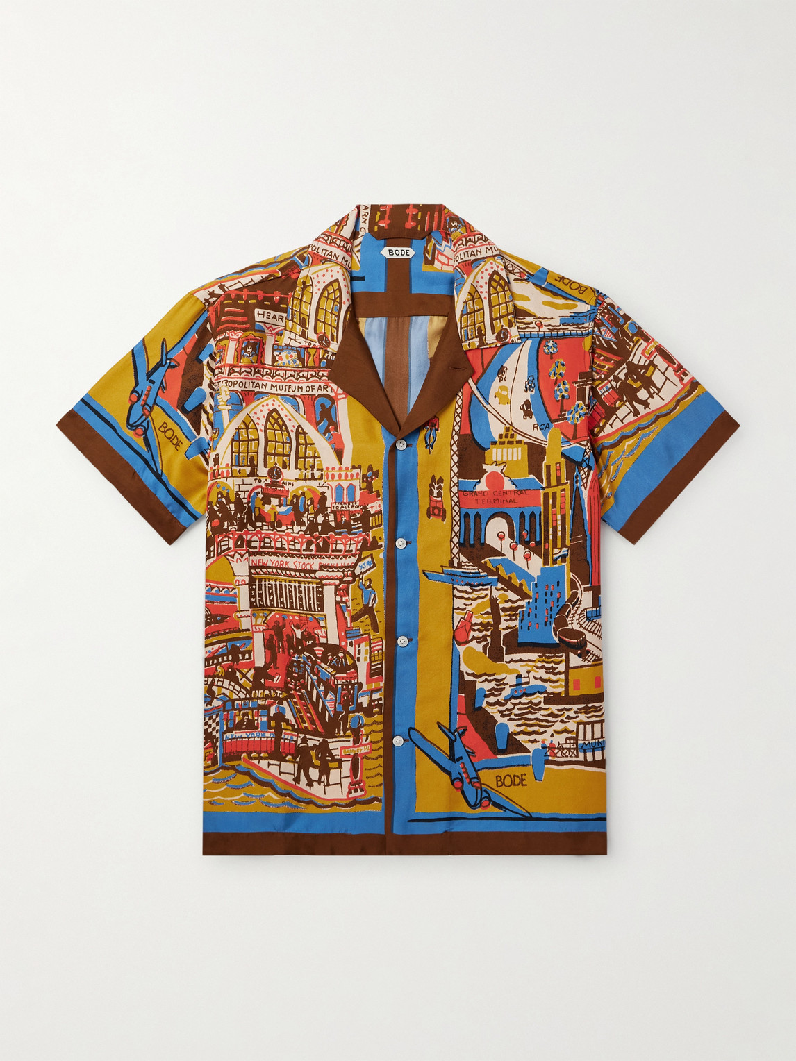 BODE Manhattan Island Camp-Collar Printed ilk-atin hirt - Men