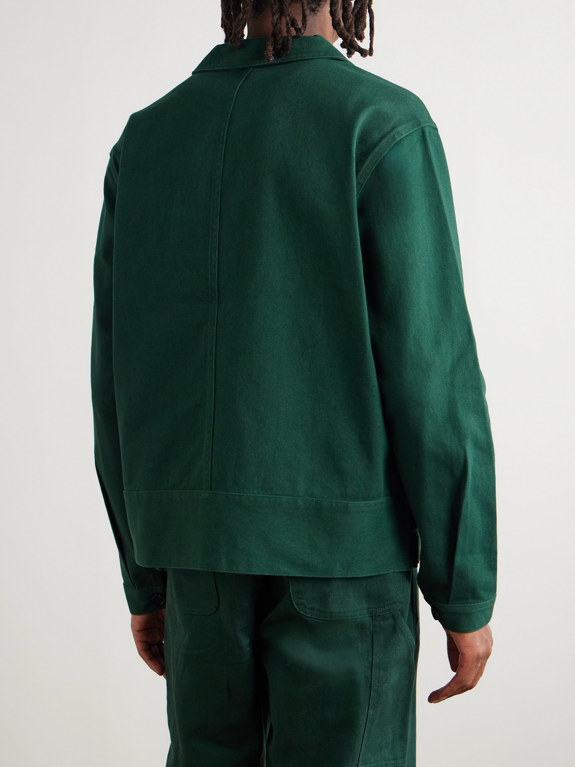 Bode Knolly Brook Logo-appliquéd Cotton-twill Jacket In Green