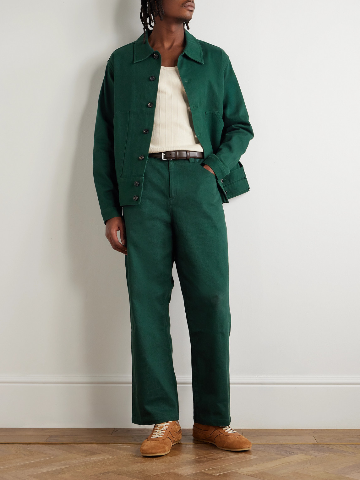 Bode Knolly Brook Logo-appliquéd Cotton-twill Jacket In Green