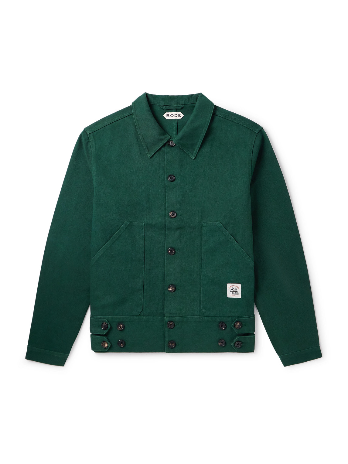 Bode Knolly Brook Logo-appliquéd Cotton-twill Jacket In Green