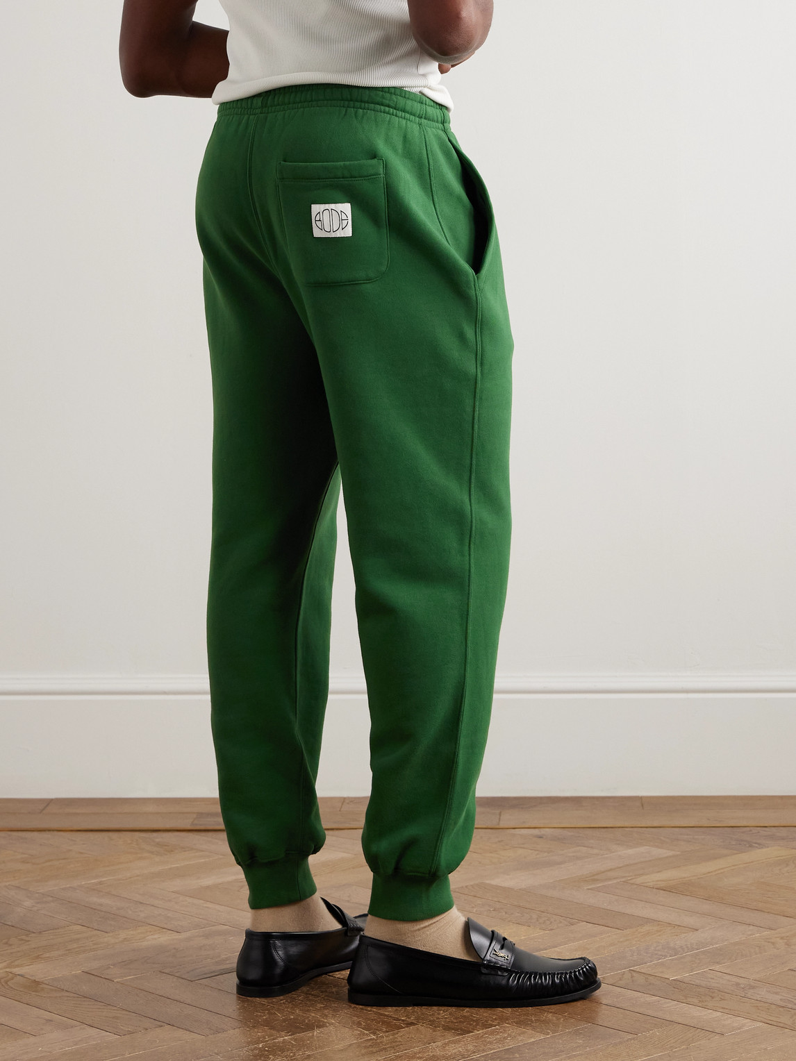 Bode Tapered Cotton-jersey Sweatpants In Green
