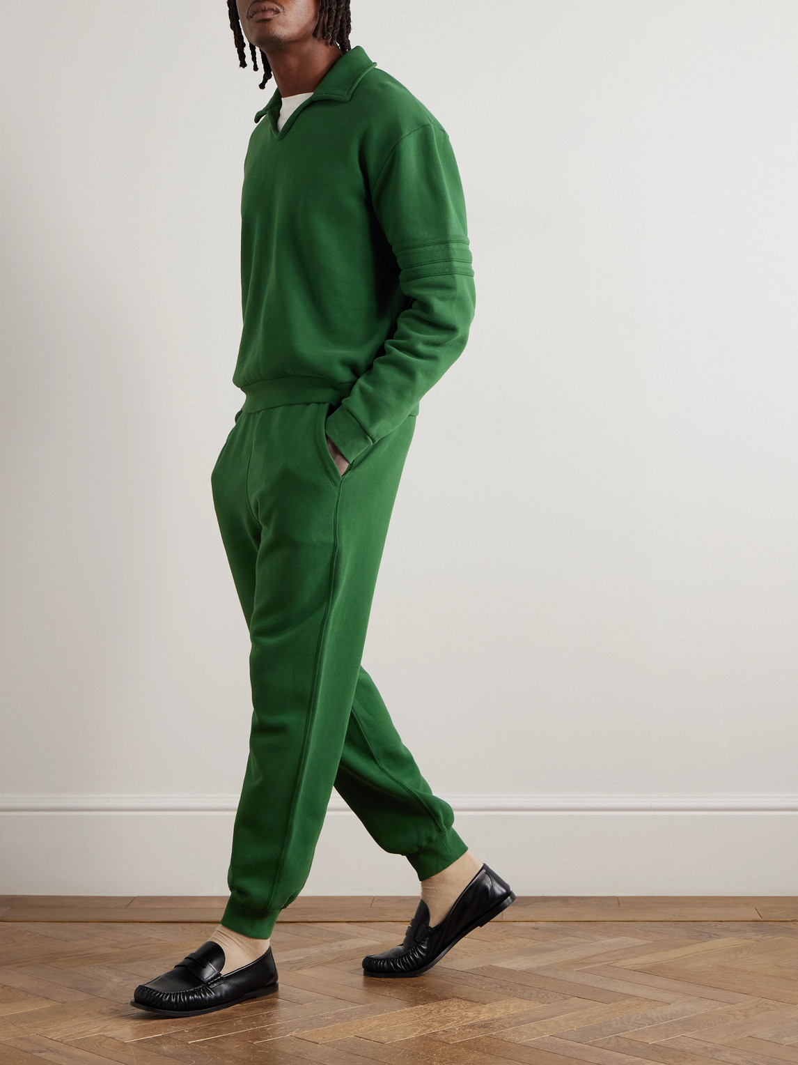 Bode Tapered Cotton-jersey Sweatpants In Green