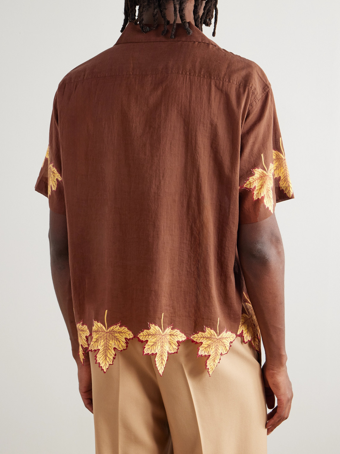 Bode Harvest Floor Camp-collar Embroidered Printed Cotton-poplin Shirt In Multi