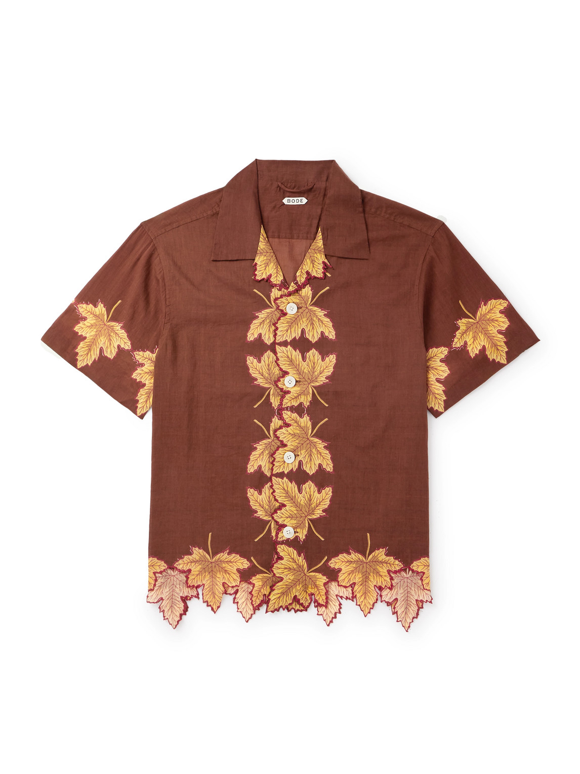 Bode Harvest Floor Camp-collar Embroidered Printed Cotton-poplin Shirt In Multi