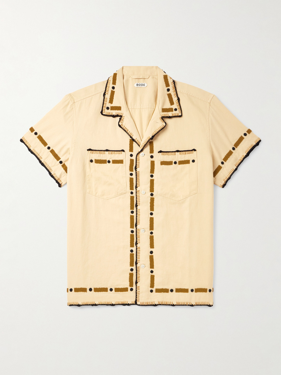 BODE Ryegrass Camp-Collar Embellished Cotton-Twill hirt - Men