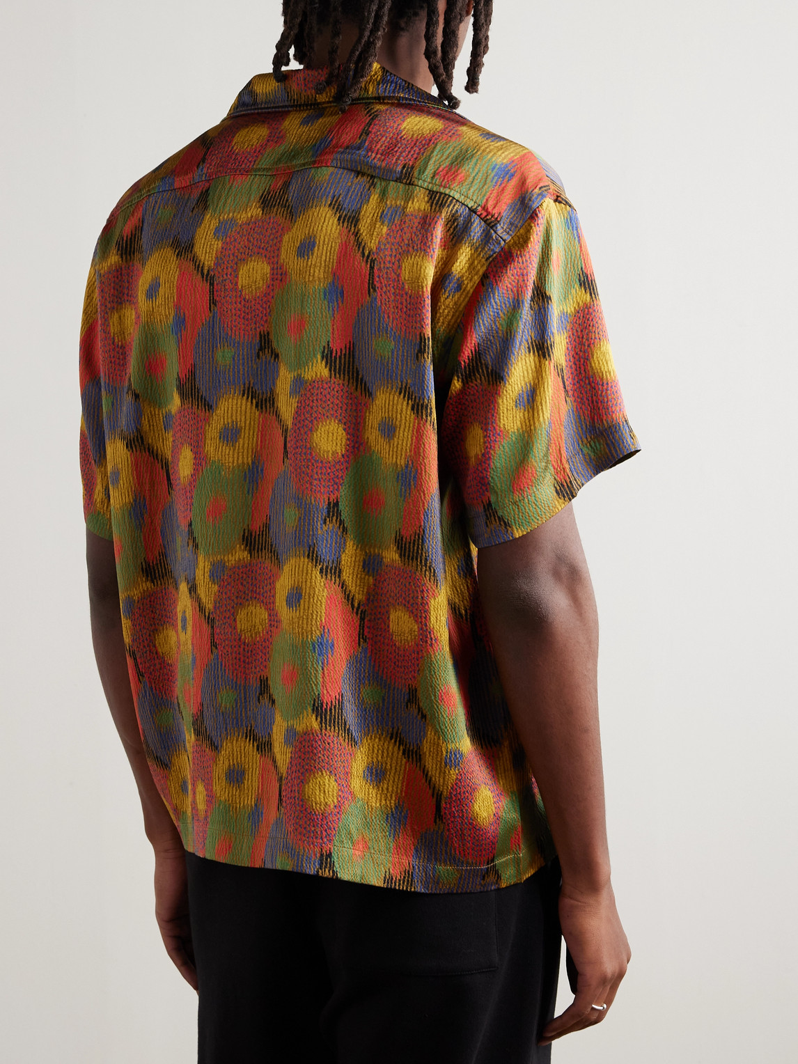 Bode Fruit Pit Camp-collar Printed Silk-seersucker Shirt In Multi