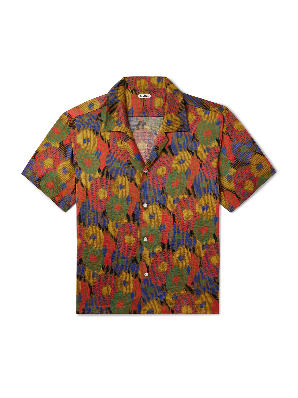 Bode Fruit Pit Camp-collar Printed Silk-seersucker Shirt In Multi