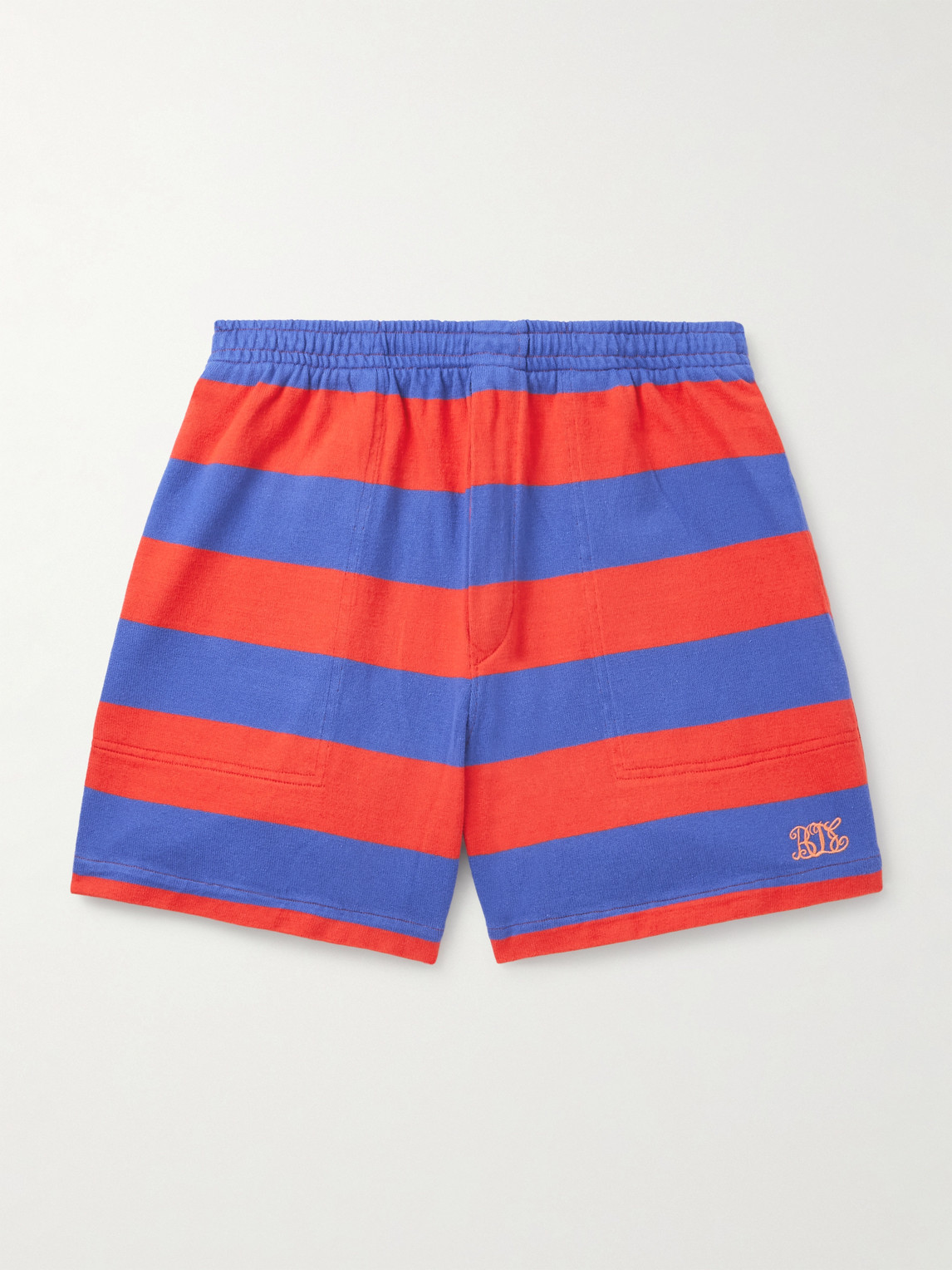 BODE Clubhouse Wide-Leg Logo-Embroidered triped Cotton-Jersey horts - Men