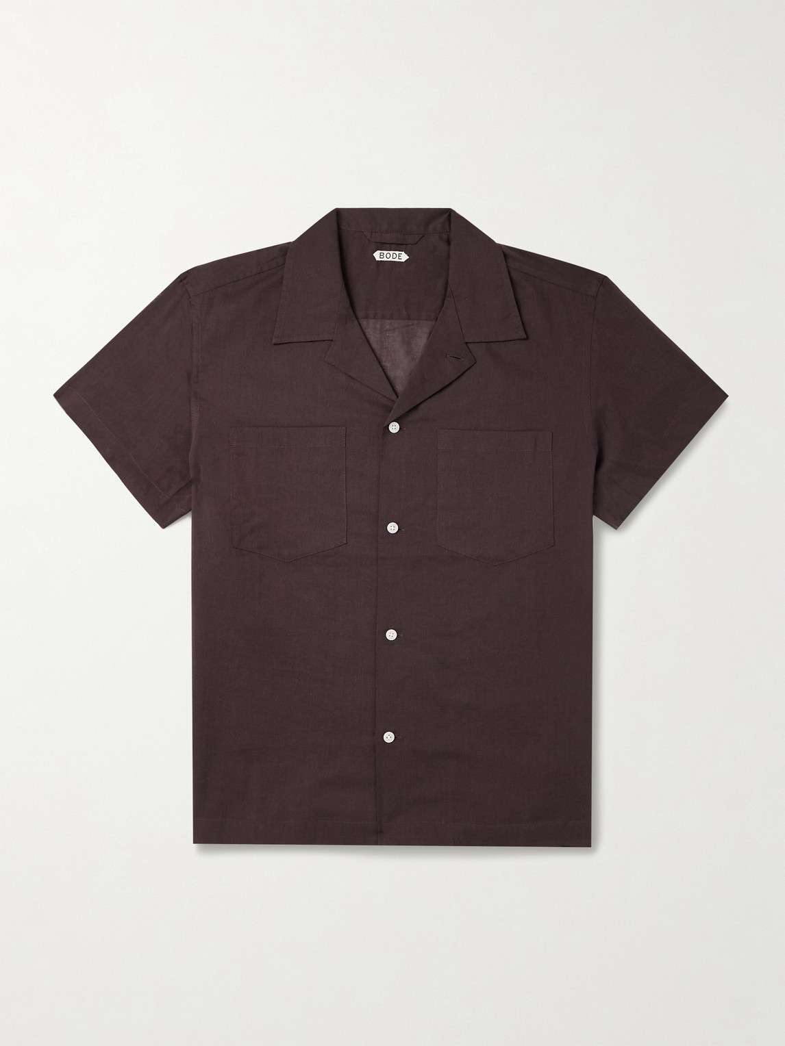 Bode Camp-collar Cotton-voile Shirt In Brown