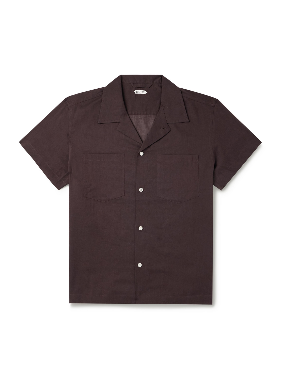 Bode Camp-collar Cotton-voile Shirt In Brown