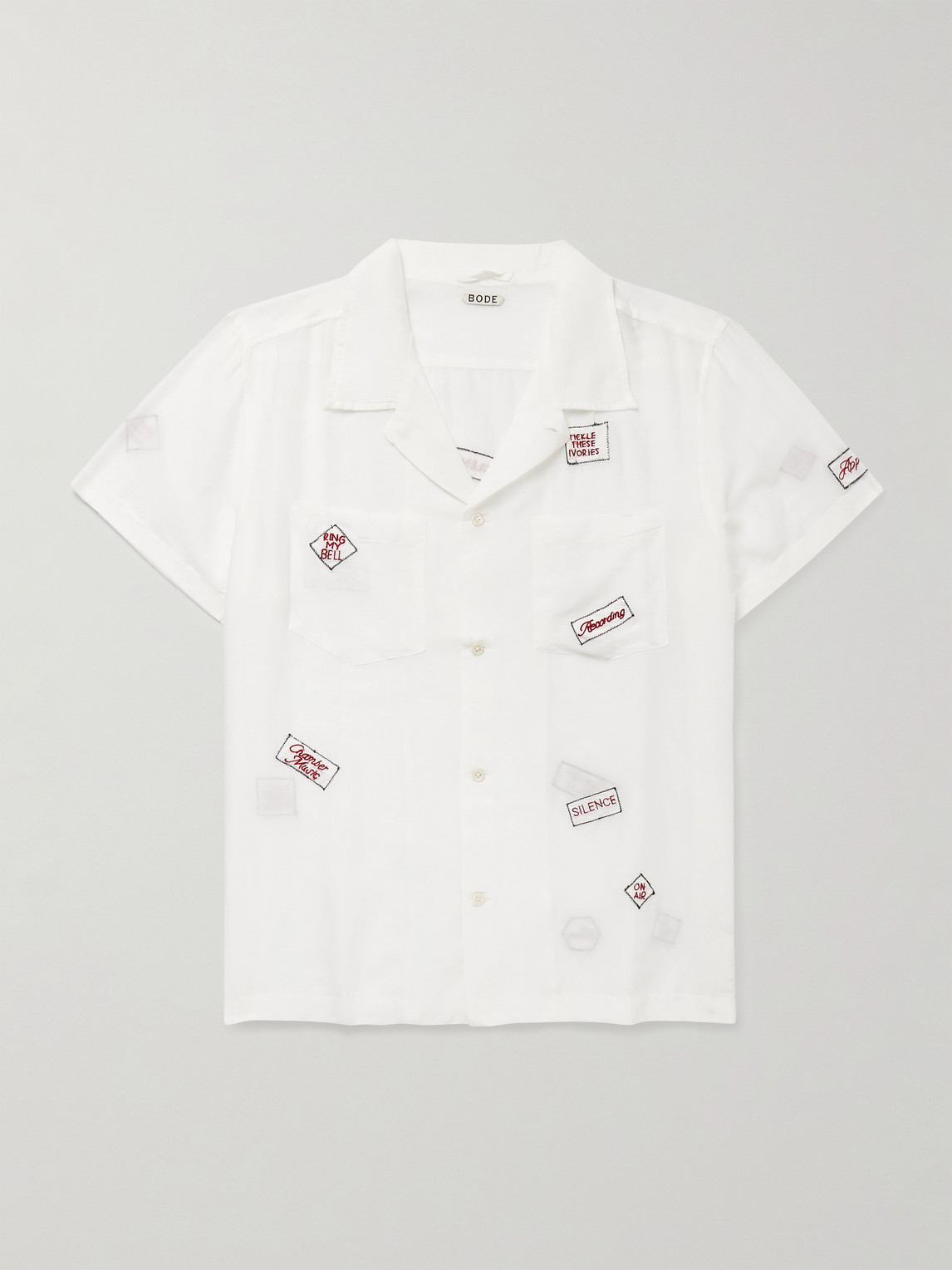BODE On Air Convertible-Collar Embroidered Cotton and ilk-Blend Voile hirt - Men