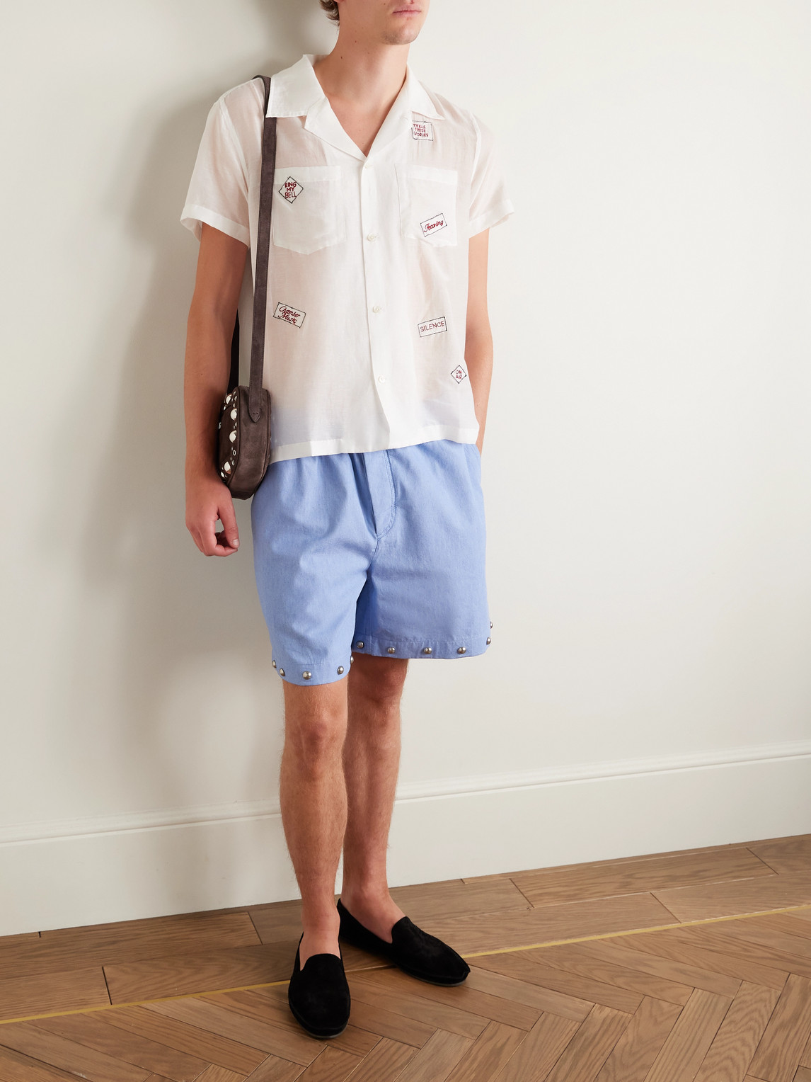 Bode On Air Convertible-collar Embroidered Cotton And Silk-blend Voile Shirt In White