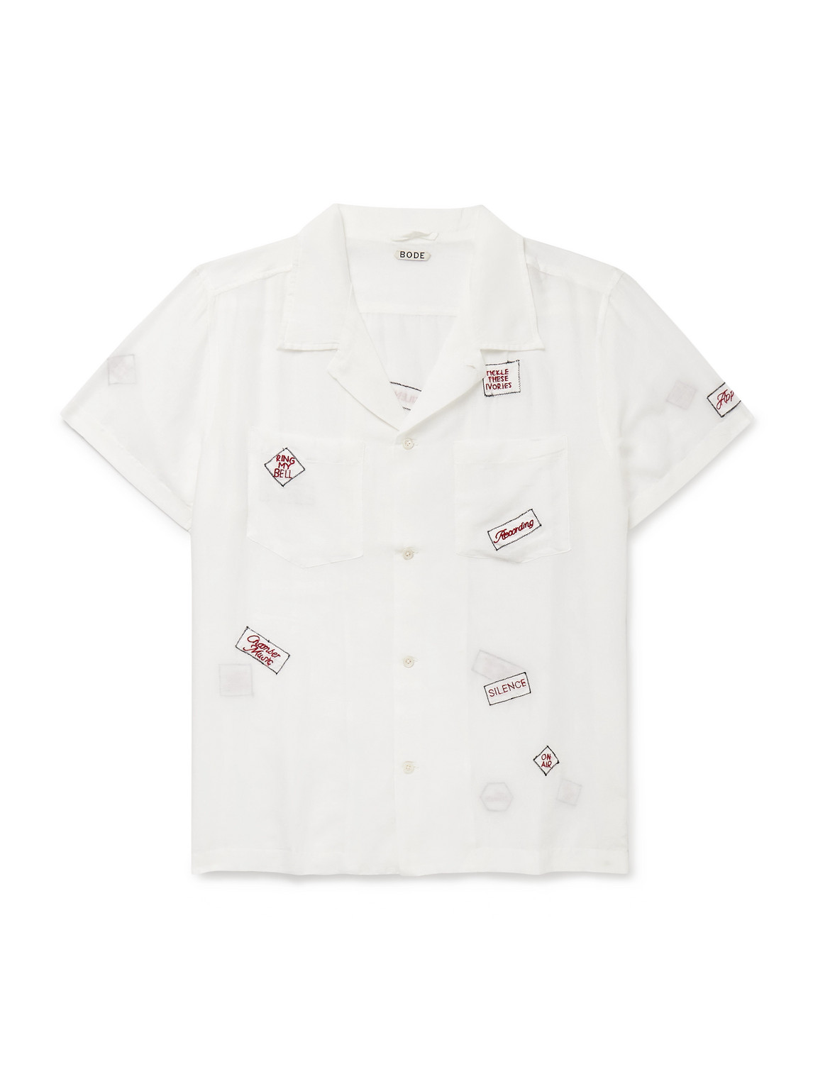 Bode On Air Convertible-collar Embroidered Cotton And Silk-blend Voile Shirt In White