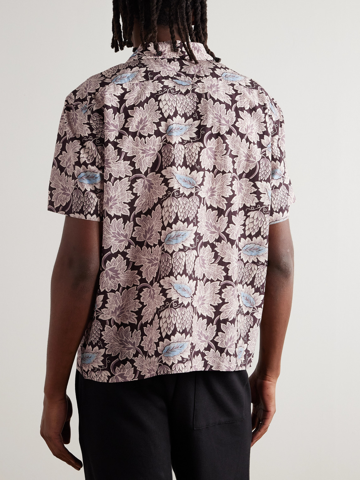Bode Wisteria Camp-collar Printed Cotton And Silk-blend Shirt In Pink