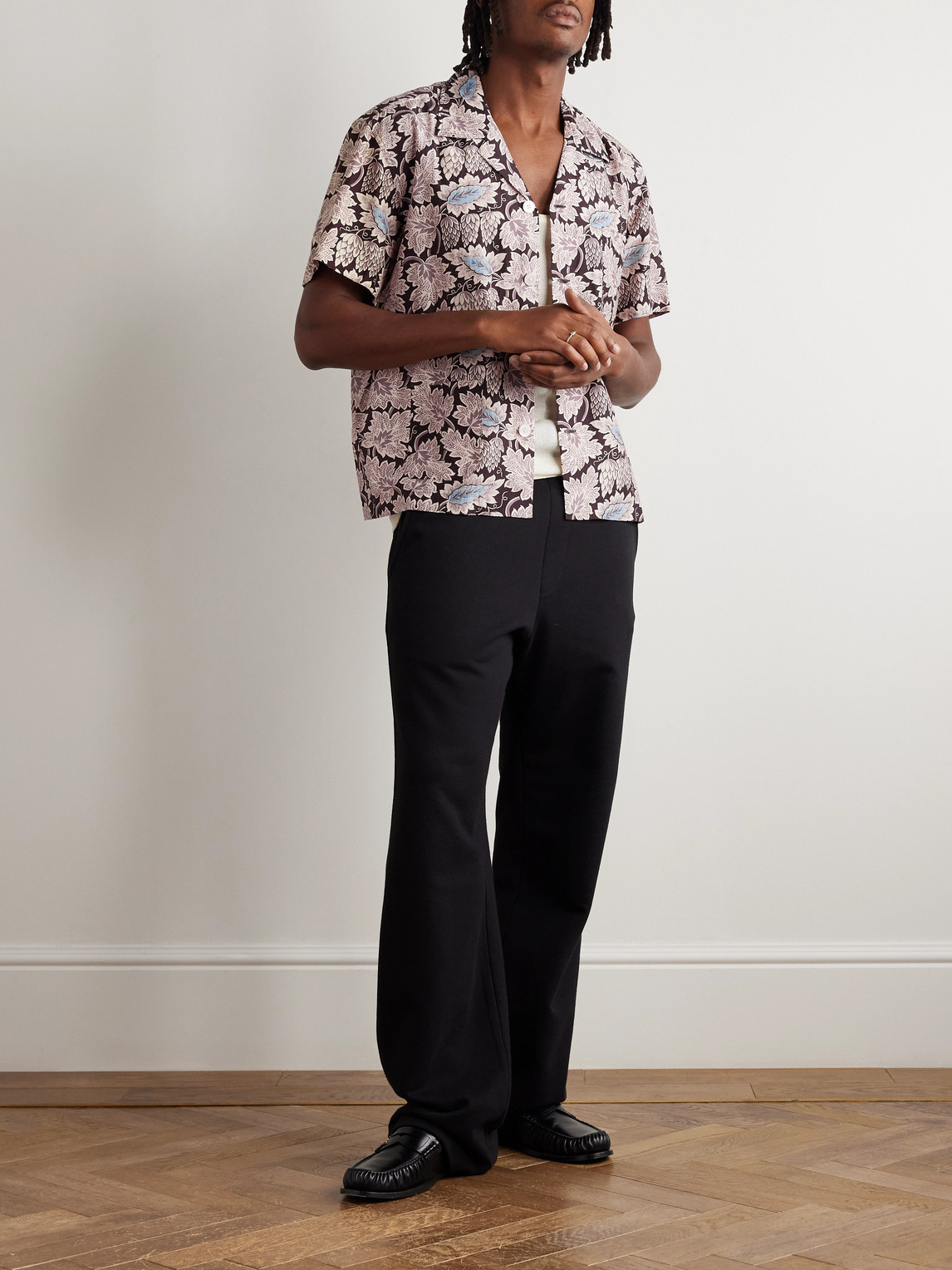Bode Wisteria Camp-collar Printed Cotton And Silk-blend Shirt In Pink