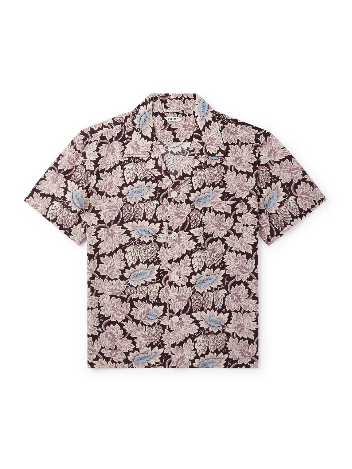 Bode Wisteria Camp-collar Printed Cotton And Silk-blend Shirt In Pink