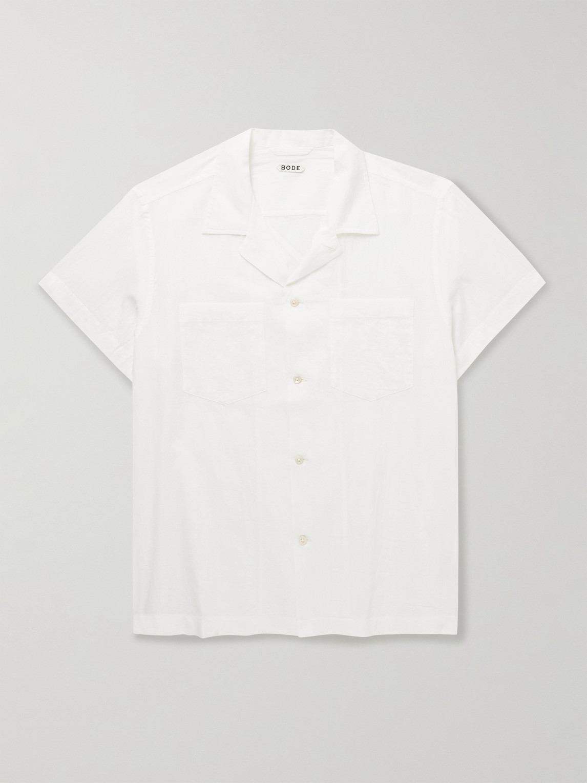 Bode Camp-collar Cotton-voile Shirt In White
