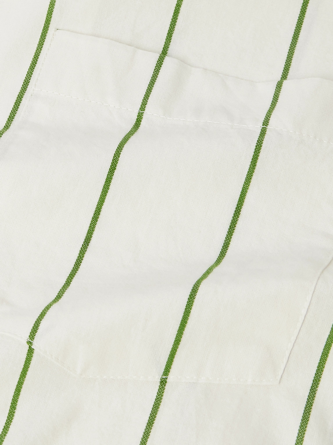 Bode Celery Camp-collar Striped Cotton-poplin Shirt In White
