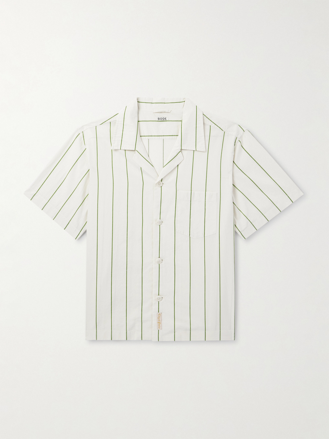BODE Celery Camp-Collar triped Cotton-Poplin hirt - Men