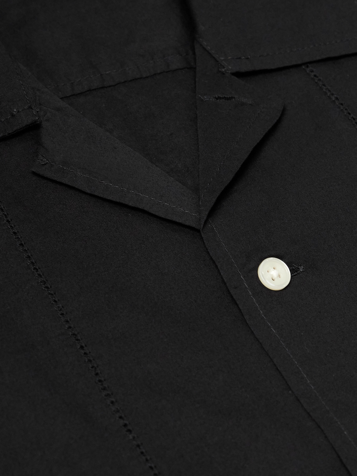 Bode Pointer Camp-collar Embroidered Cotton Shirt In Black
