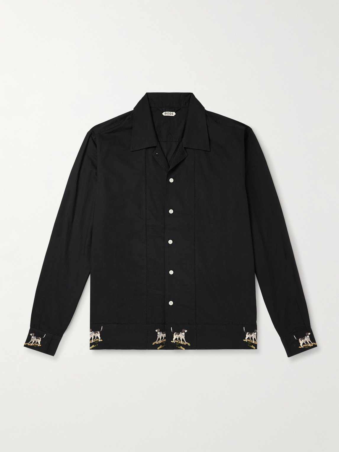 BODE Pointer Camp-Collar Embroidered Cotton Shirten