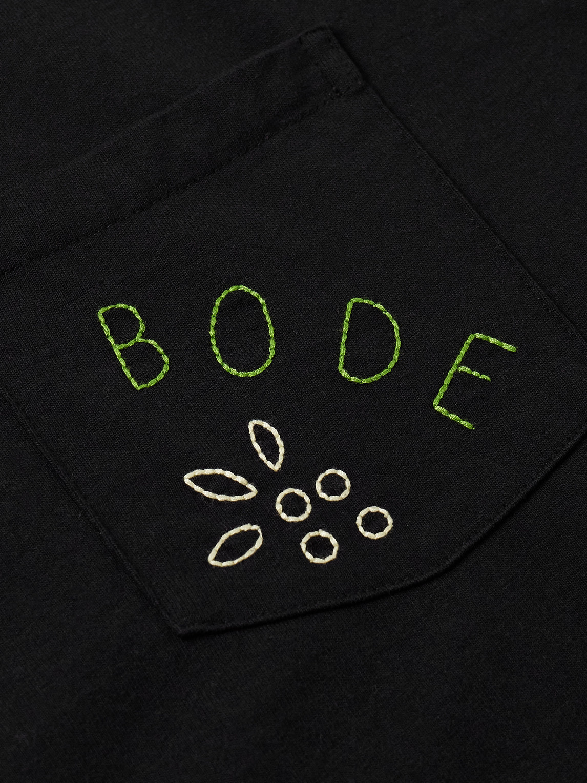 Bode Field Guide Embroidered Cotton-jersey T-shirt In Black