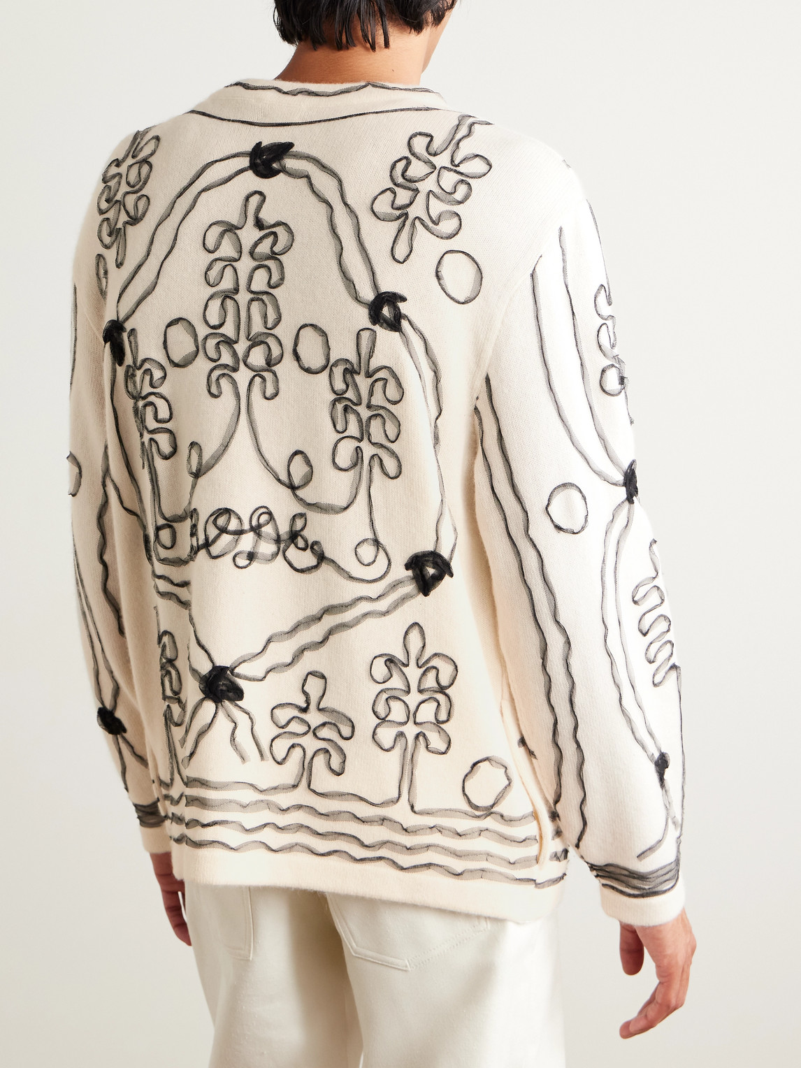  Bode - Winter Garden Tulle-appliquéd Cashmere Cardigan - Men - Neutrals - Xl 