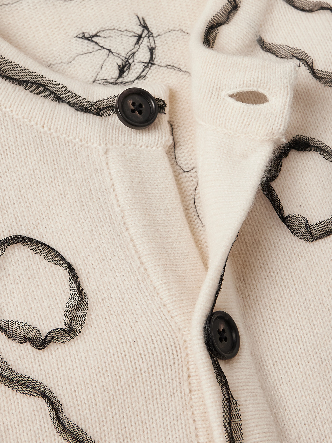  Bode - Winter Garden Tulle-appliquéd Cashmere Cardigan - Men - Neutrals - Xl 