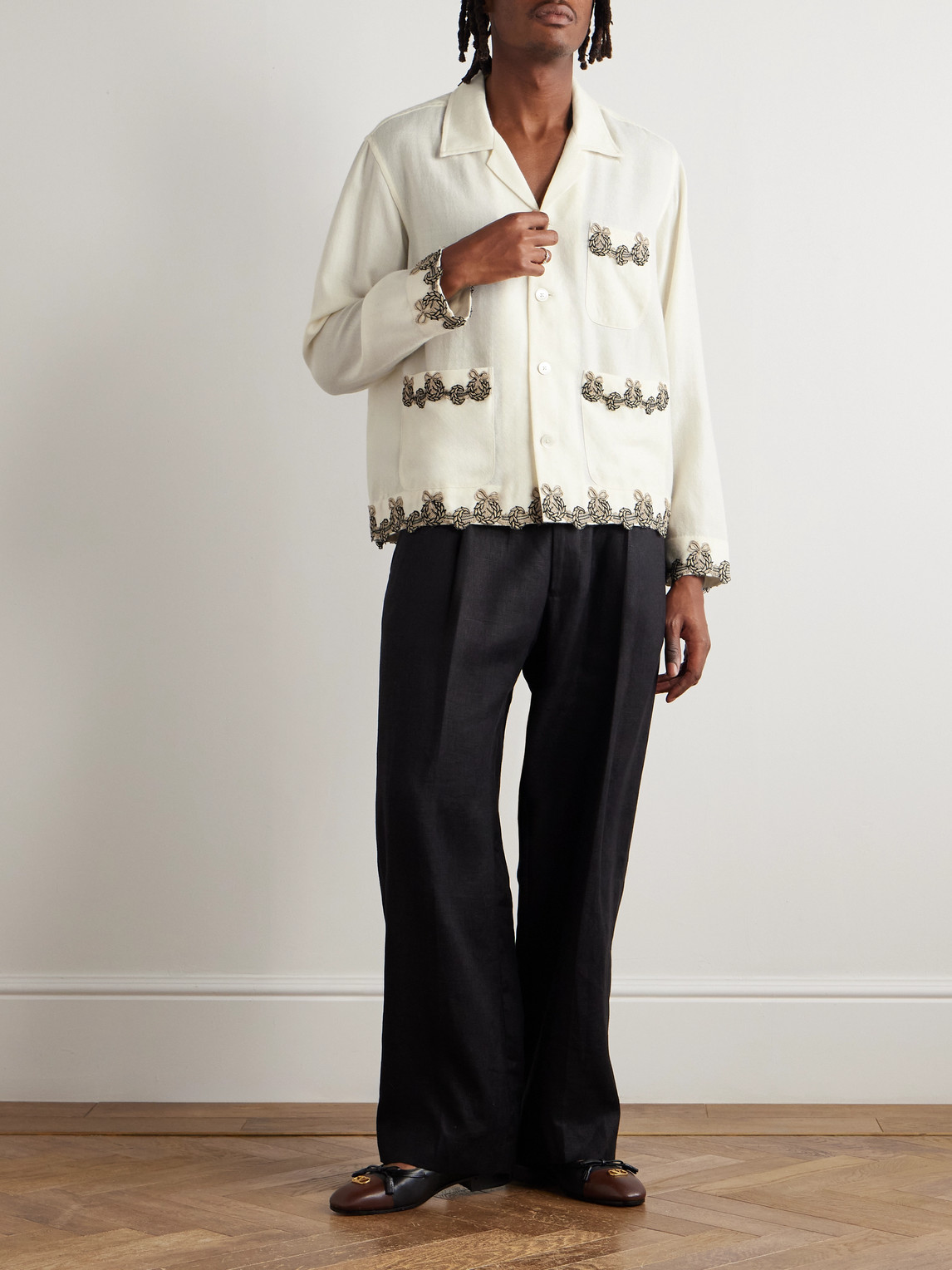 Bode Mens Cream Laurelist Overshirt In Neutral