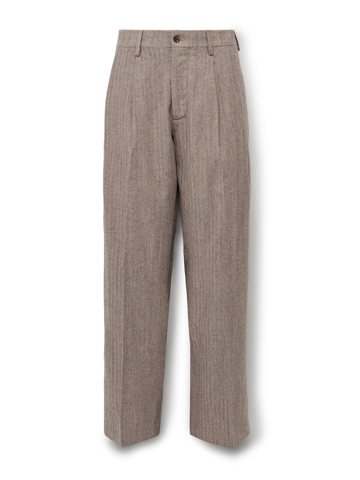 Nn07 Justin 10001 Straight-leg Herringbone Wool And Cotton-blend Suit Trousers In Brown