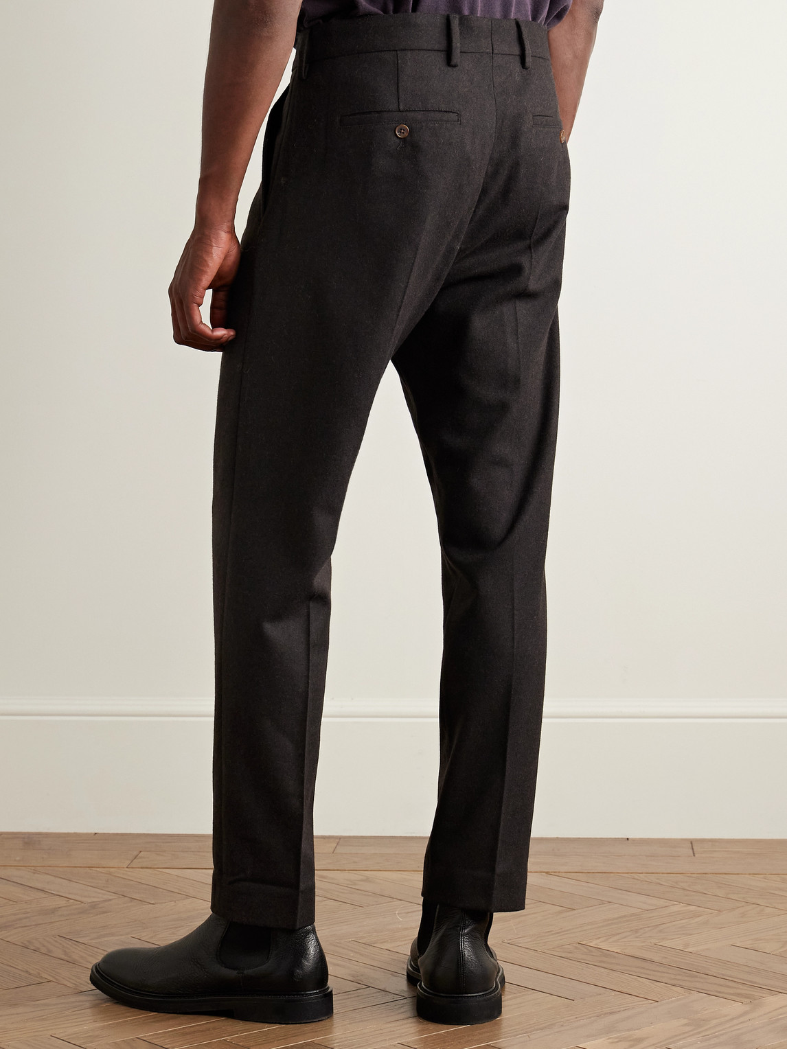 Nn07 Bill 1630 Tapered Pleated Recycled Wool-blend Trousers In Black