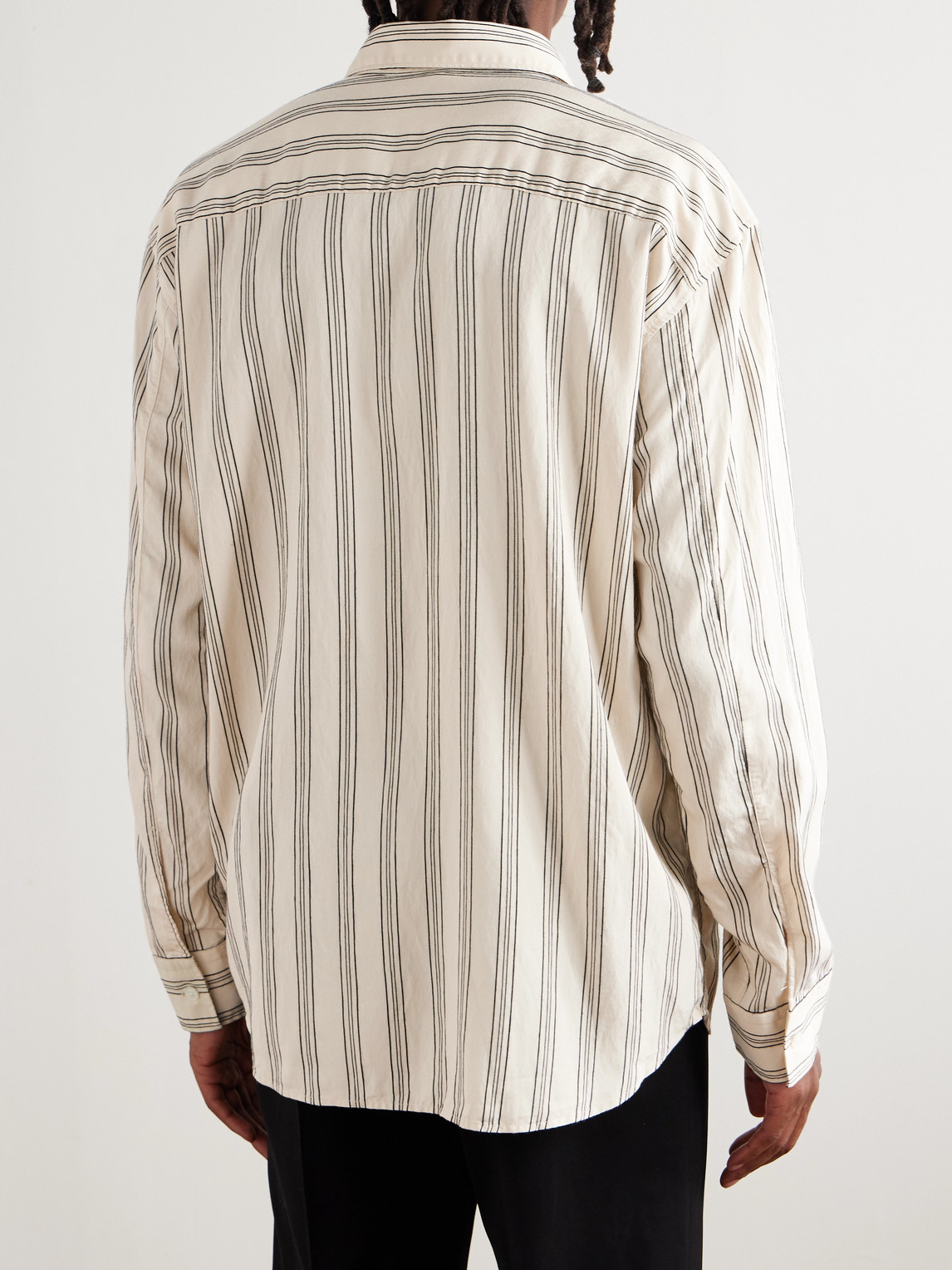 Nn07 Freddy Striped Tencel™ Modal-blend Overshirt In Neutral
