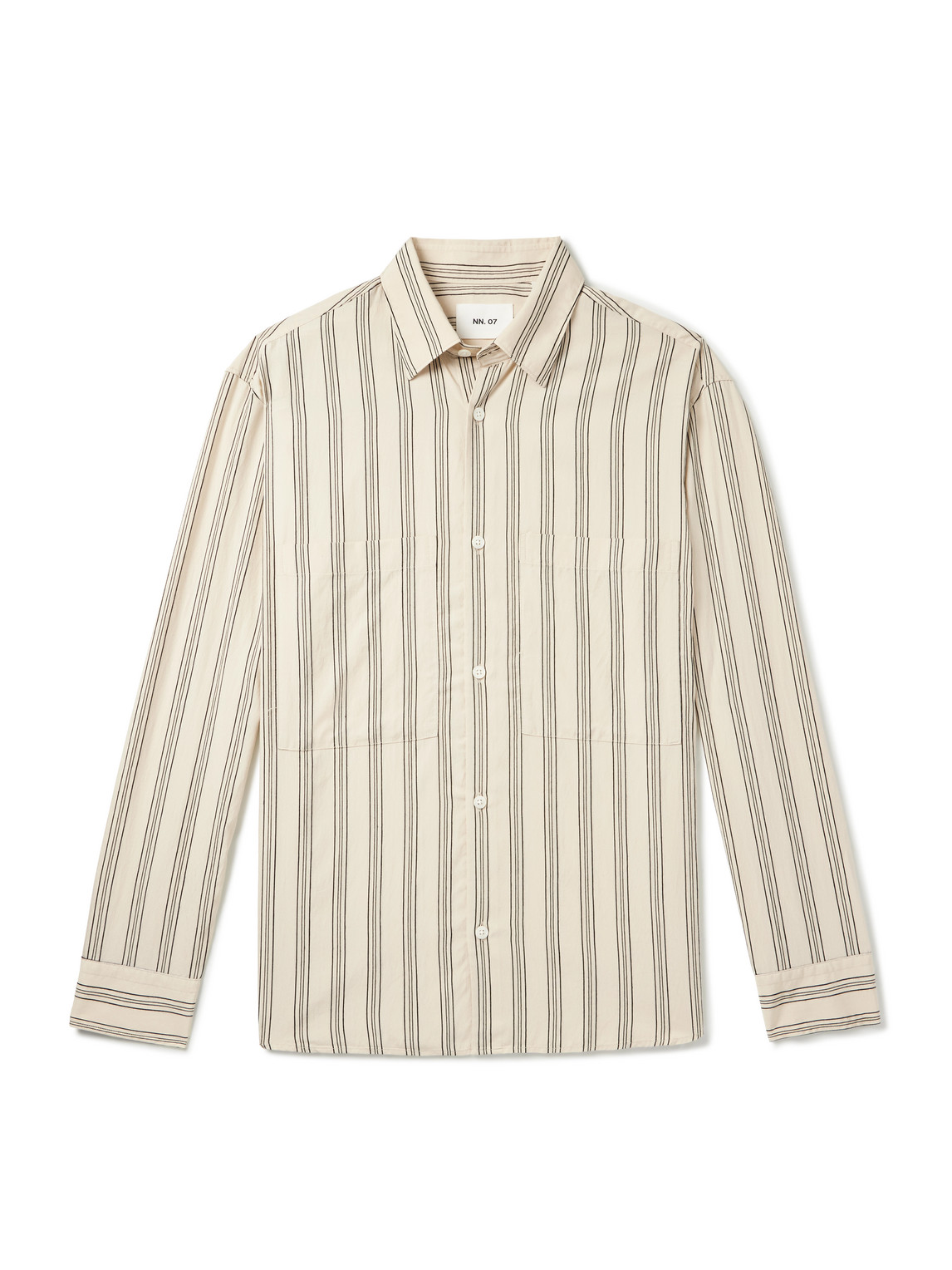 Nn07 Freddy Striped Tencel™ Modal-blend Overshirt In Neutral