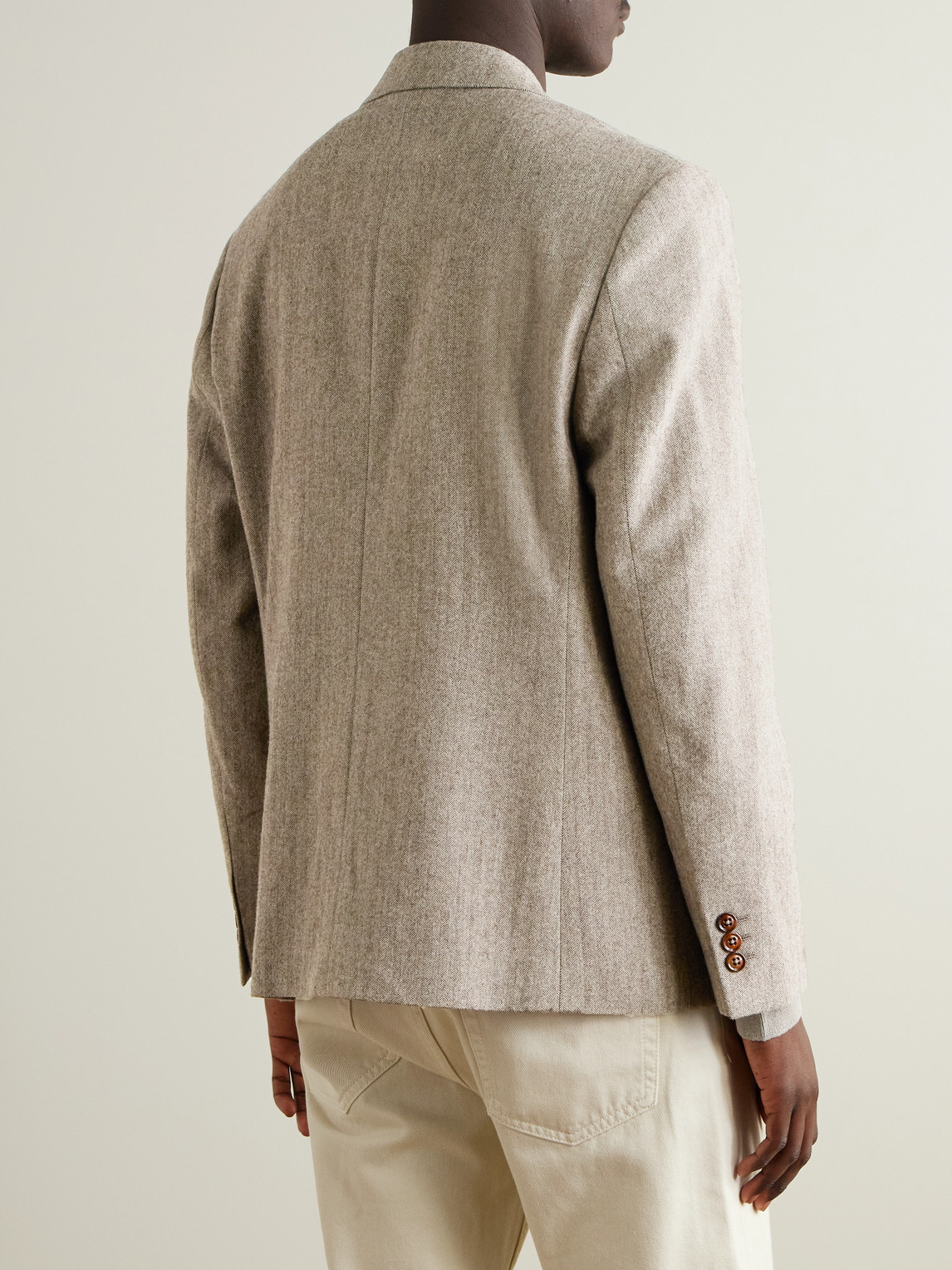 Nn07 Timo 10001 Herringbone Wool And Organic Cotton-blend Blazer In Neutral