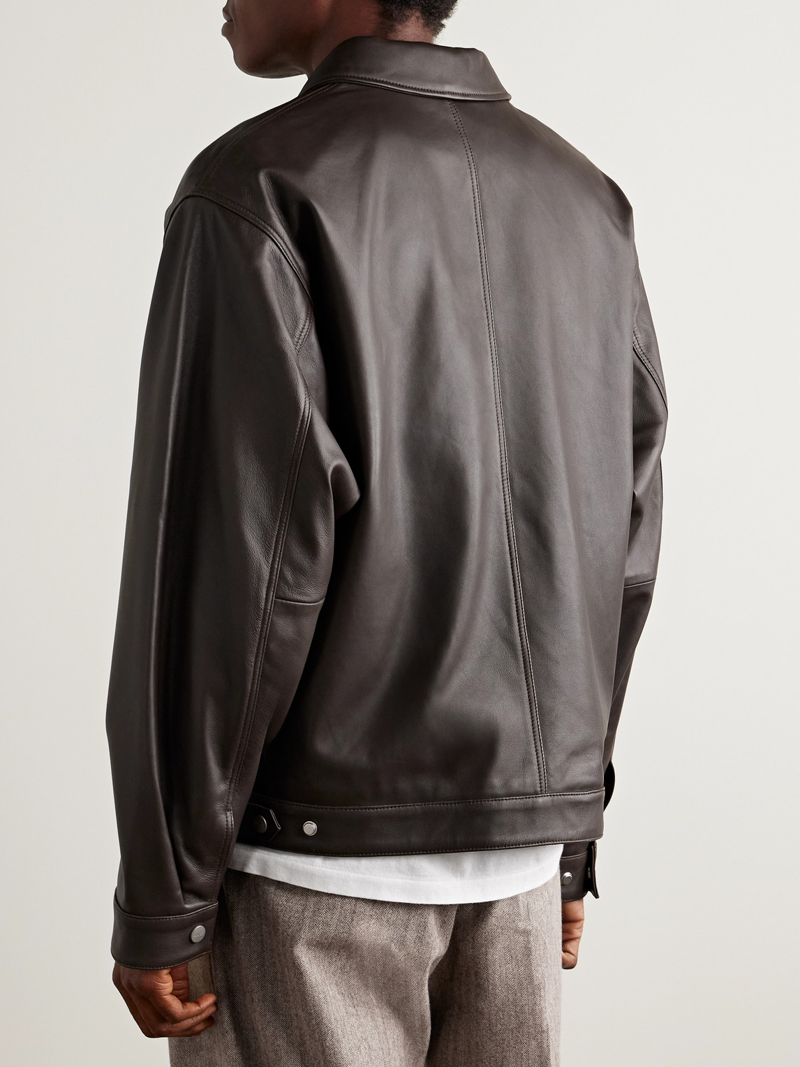 Nn07 Petrus Leather Bomber Jacket In Brown