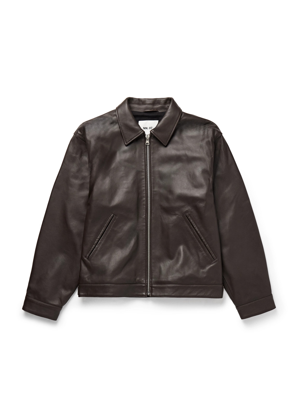 Nn07 Petrus Leather Bomber Jacket In Brown